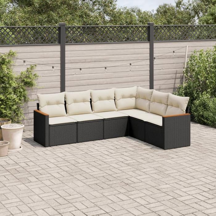 Salon de jardin - vidaXL - 6 pcs - Résine tressée - Coussins amovibles - Acier enduit de poudre