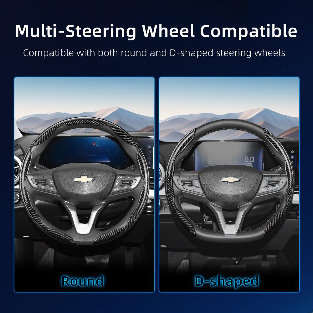 Suitable for Chevrolet Carbon Fiber Texture Steering Wheel Cover with Segmented Quick-Release Design, Durable, for Silverado, Equinox, Trax, Onix