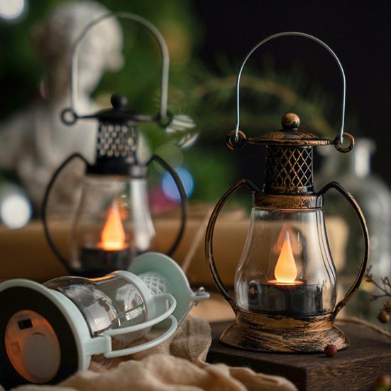 Lampa Nocna Styl Retro Wiszący Uchwyt Design Oszałamiający Efekt Wizualny Energooszczędna Szerokie Zastosowanie Dekoracyjny Plastikowy Mini Lampion z Migotaniem