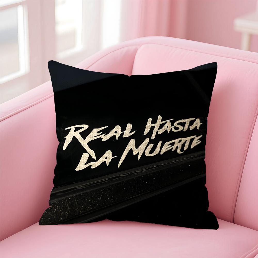 H-Hasta La M-Muerte Hot Cushion Cover Natural Linen Pillow Case Double-Sided Print Decorative Sofa Pillowcase Home Decor Gift