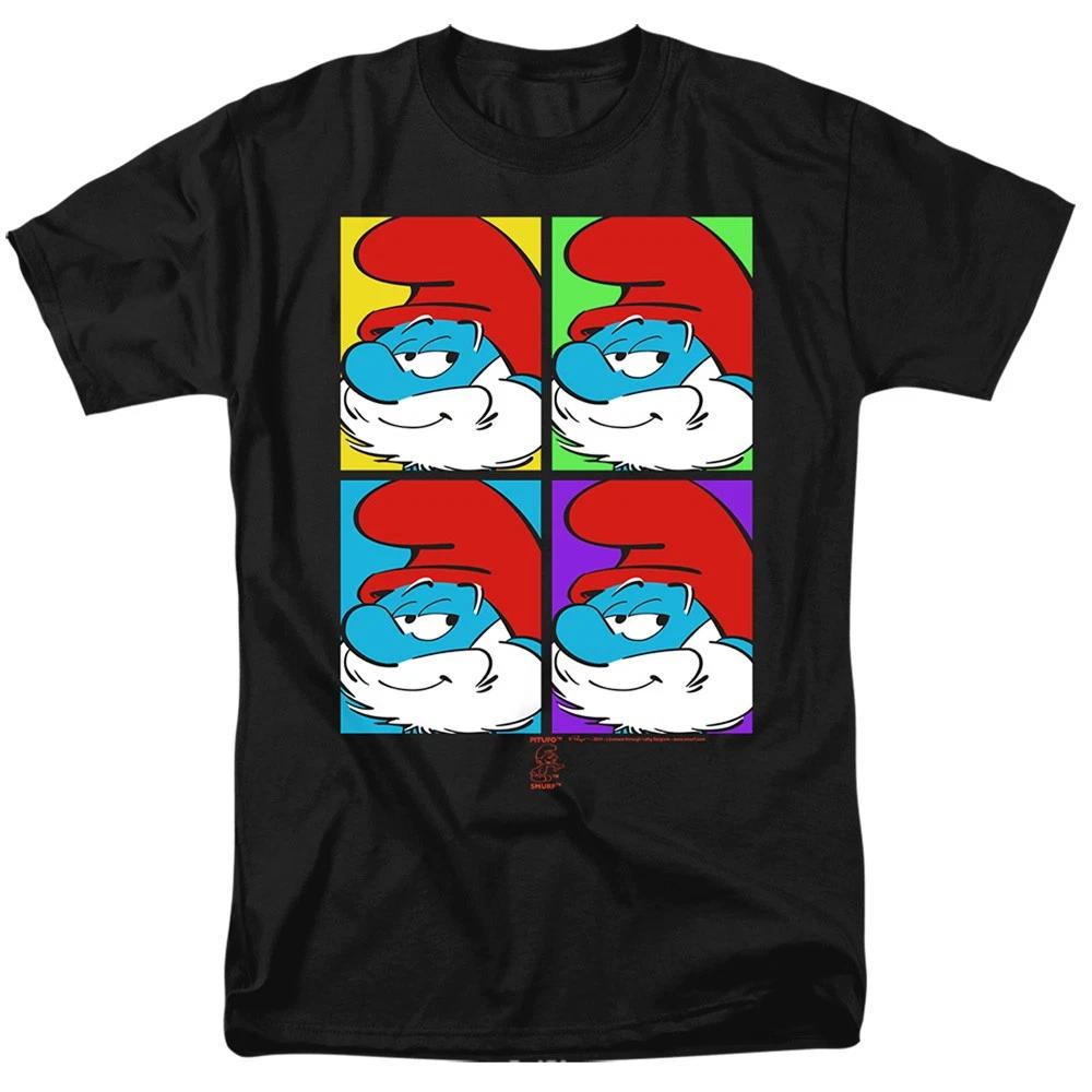The Smurfs - Tiles #2 - Unisex Short Sleeve Children s T-shirt - Black 140