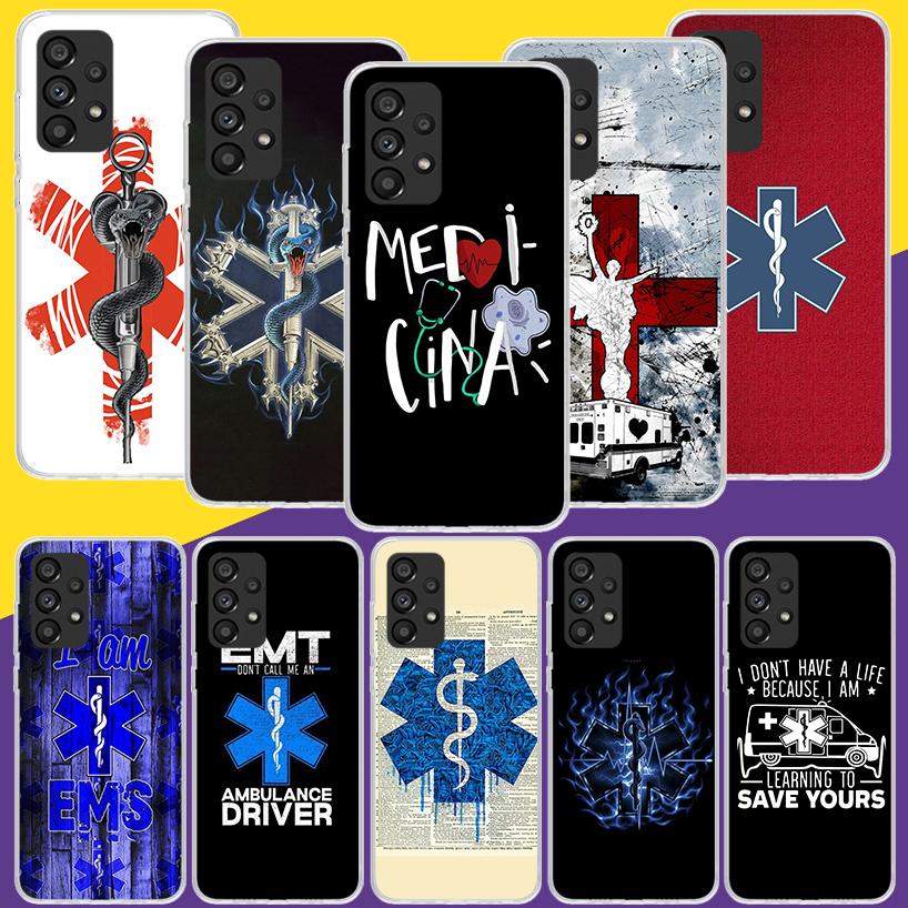 EMT EMS Medical Rescue Phone Case For Samsung Galaxy A52 A32 A22 A12 A02S A50S A30S A51 A31 AA71 Note 20 Ultra 10 S10 Plus Galax