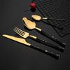 Dinnerware 5Pcs Mirror Stainless Steel Cutlery Knife Fork Spoon Tableware Brown Silver Wooden Handle Restaurant Flatware Set