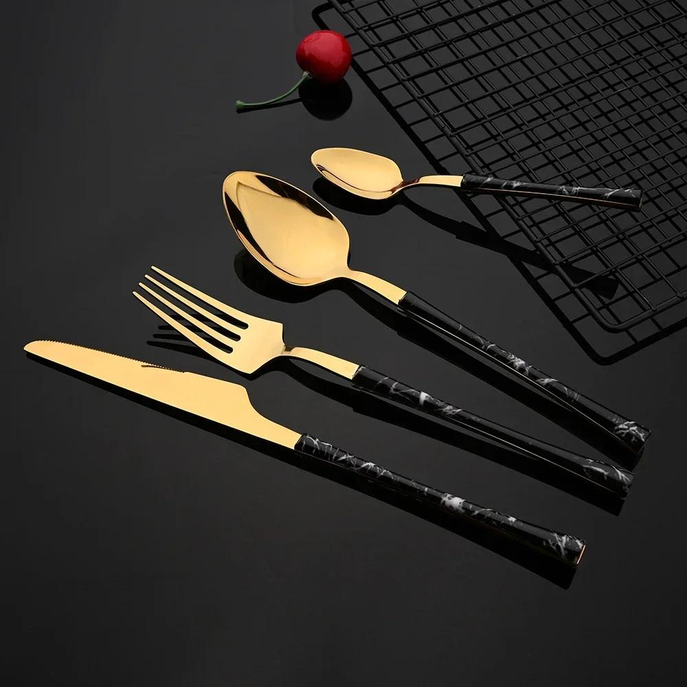 Dinnerware 5Pcs Mirror Stainless Steel Cutlery Knife Fork Spoon Tableware Brown Silver Wooden Handle Restaurant Flatware Set