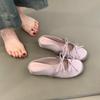 Suding Home, Inner Height Increase Purple Baotou Half Slippers Women's New Spring and Summer 2025 Double Bow Mary Jane Shoes