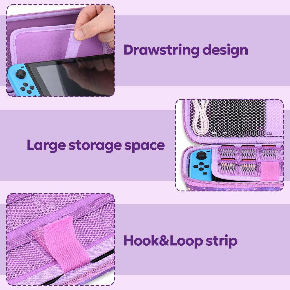 14-in-1 NS Switch Accessory Set Portable Switch Games Storage Handbag Galaxy Purple Case for Nintendo Switch