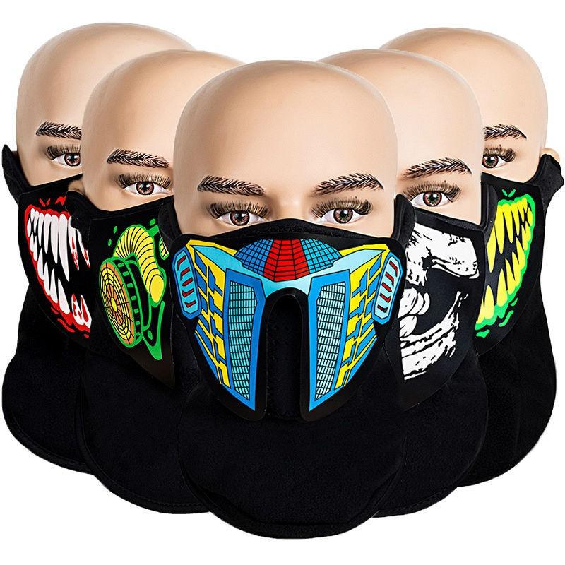 3D LED Light Up Mask EL Cold Face Cover Sound Activated Motorcycle Halloween Christmas Party