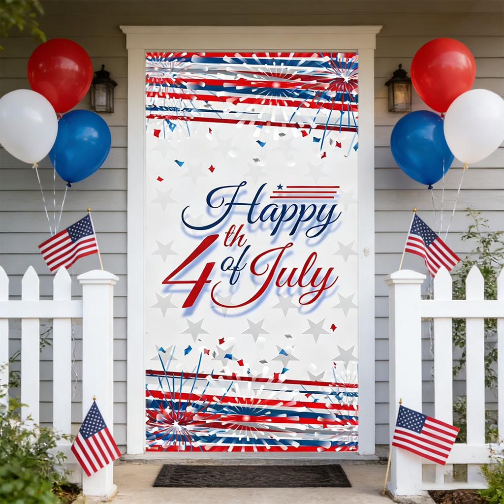 Fourth of July Tablecloth Disposable Plastic Table Cover with Happy 4th of July Print for Independence Day Party Decor