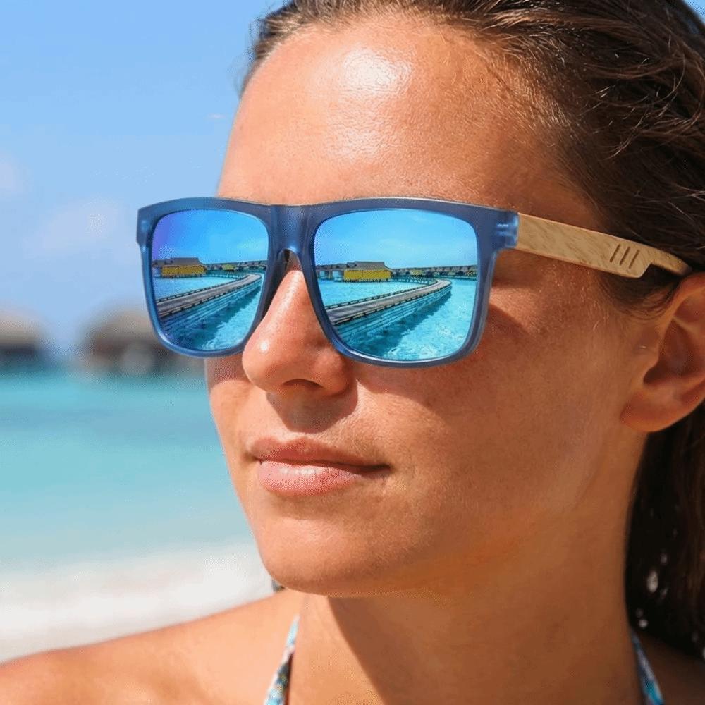 Style Vintage Lunettes de Soleil Vintage Poignée en Bois de Bambou Lunettes de Soleil de Pêche Activités Extérieures