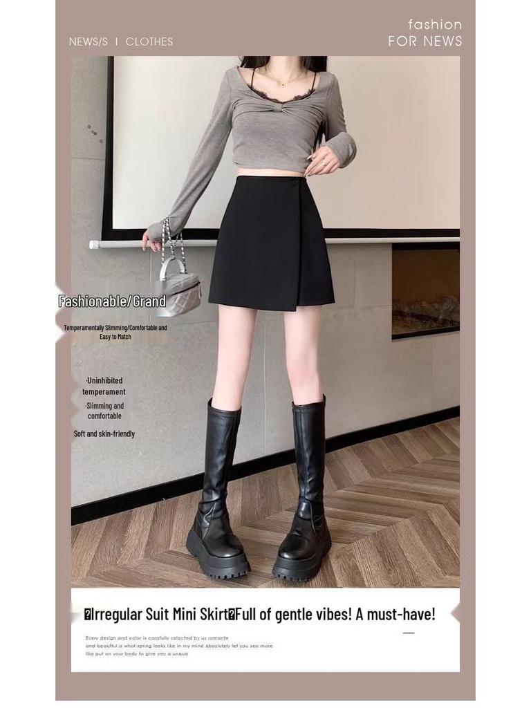 High-Waist Irregular A-Line Midi Skirt for Summer 2025 - Slimming & Versatile for Women