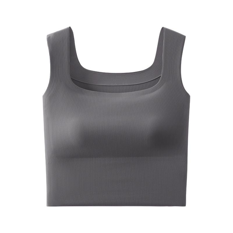 

Майка-топ на бретелях из ледяного шелка для женщин с нагрудными вкладышами - Бесшовная, Не требует бюстгальтера, Красивый дизайн спины (2025) F (80-110 lbs) серый