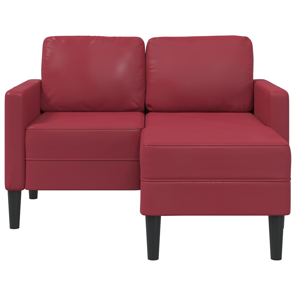 2 Seater Sofa with Chaise Longue L Shaped Burgundy 125 cm Artificial Leather
