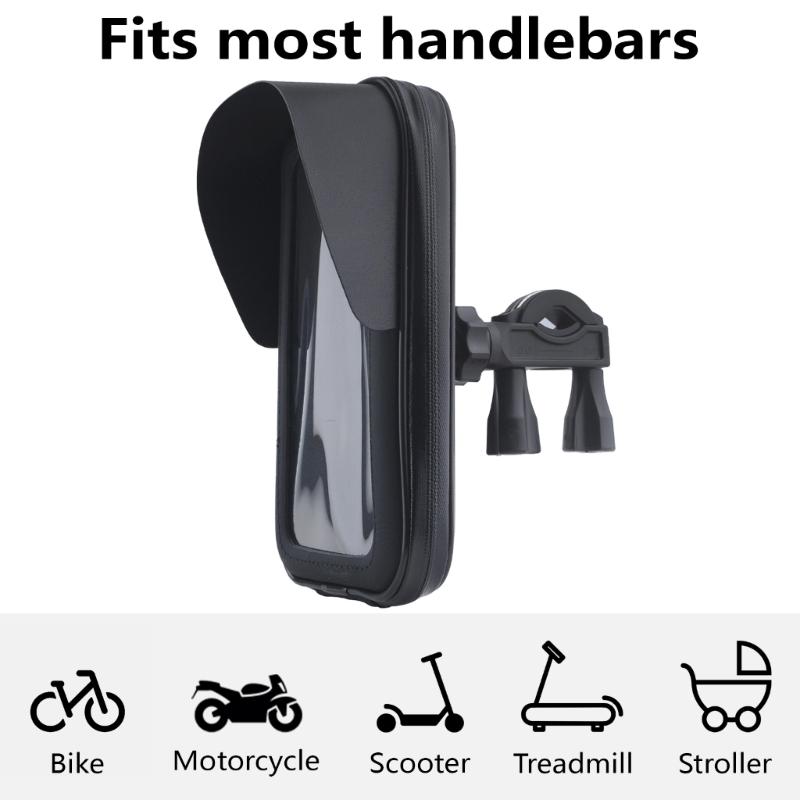 Handlebar Phone Holder Motorbike Phone Bag Pouch with Sunvisor 360 Degree Rotating Mount Holder for Phone Up to 6.5inch