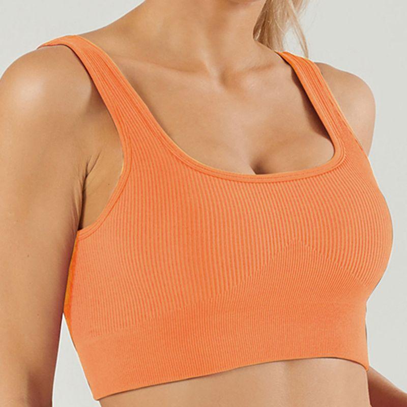In Stock Fashion Seamless Knitting Thread Sexy Sports U Collar Vest Pants Yoga Clothes Fitness Suit