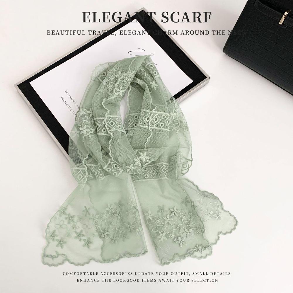 Printed Embroidery Lace Scarf Thin Lace Scarves Fashion Flower Scarf  Beach
