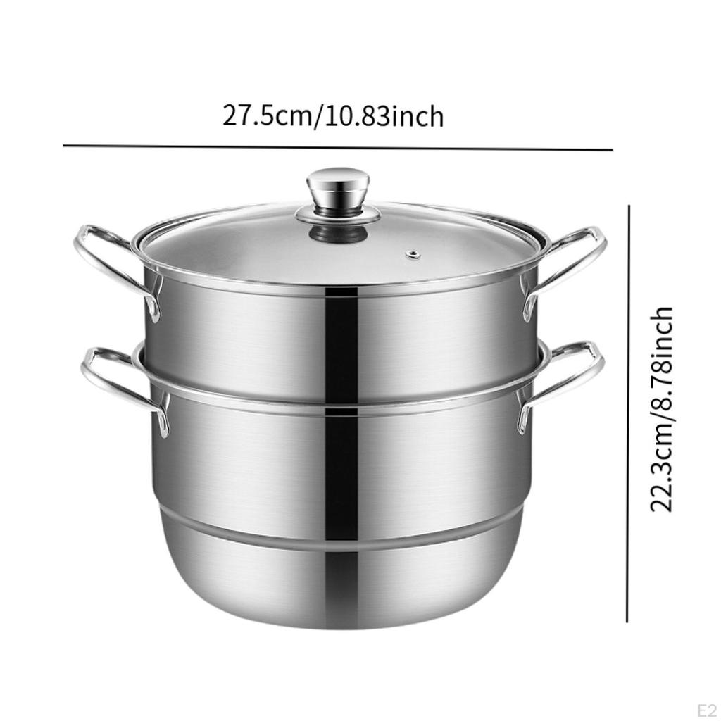 Stainless Steel Steamer Pot , 2 Tier Multifunctional Cooking Pot, Food for