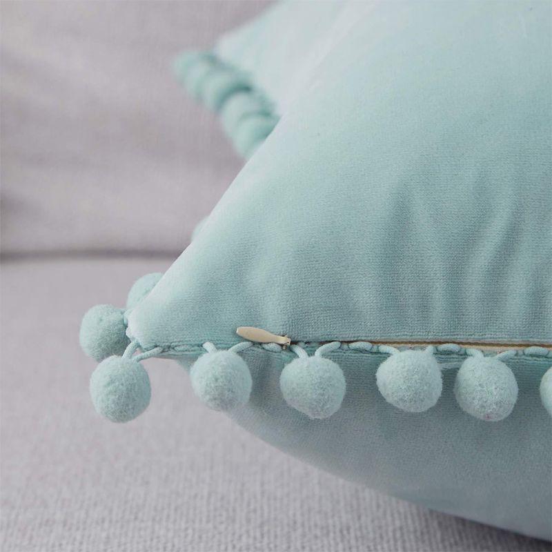 Nordic Lumbar Waist Throw Pillow Cover with Pom Pom Simple Color Decorative Rectangle Cushion Case wholesales