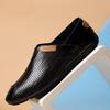 Fashion New Genuine Leather Mens Loafers Stylish Design Moccasins  Comfy Men's Casual Slip on Shoes Hollow Breathable Male Driving Flats