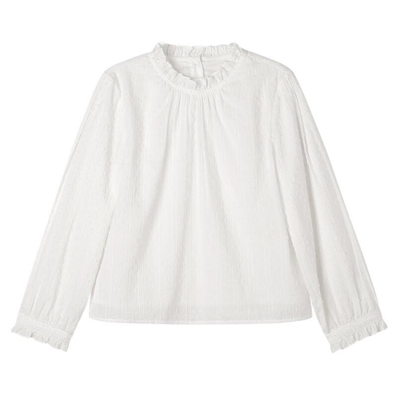 

Hacikis Girls Elegant Petal Collar Long-Sleeve Cotton Blouse 130