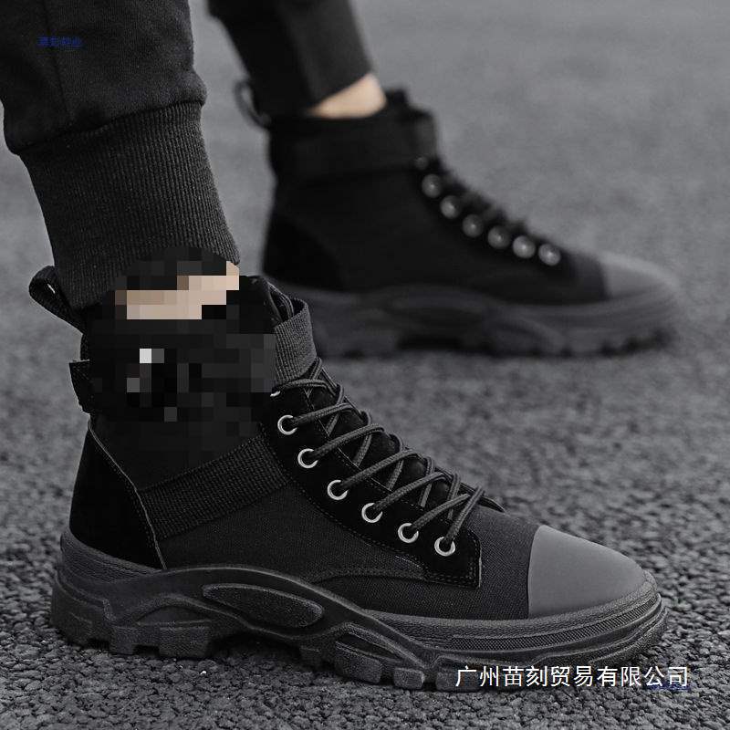 Summer breathable Martin boots canvas high-top shoes platform non-slip shoes British tooling boots