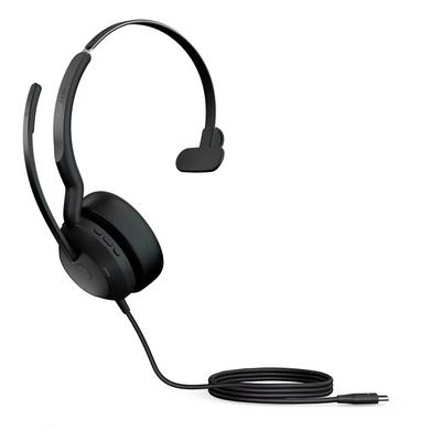 Bezdrátová monoheadset Jabra Evolve2 50 UC s mikrofonem s potlačením hluku, USB připojením a Bluetooth připojením, měkký kožený polštářek