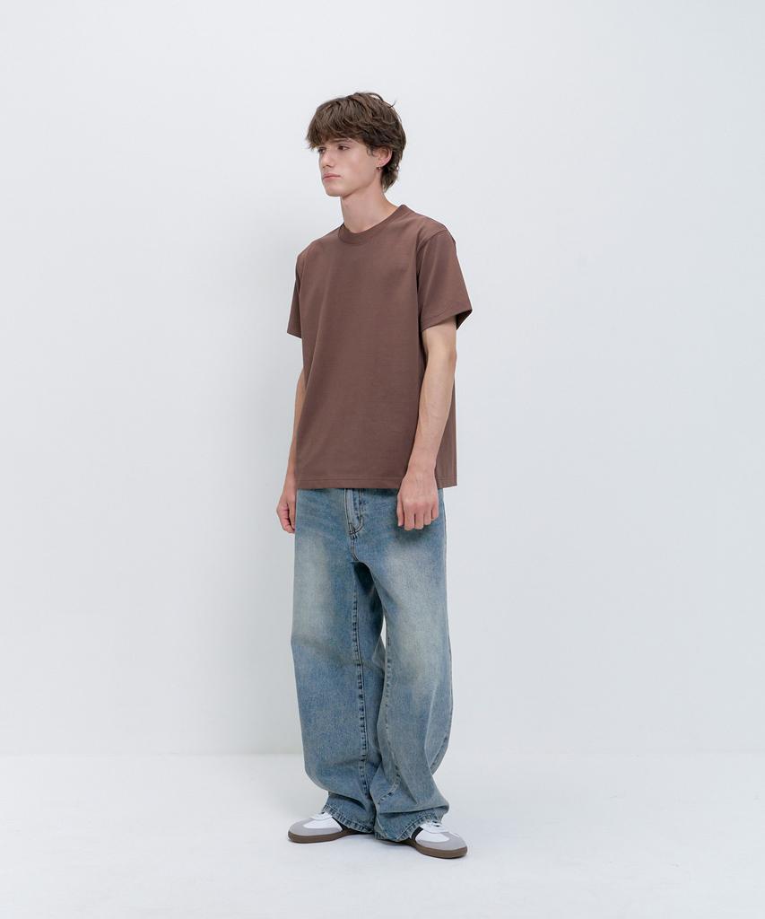 PSSHOPPER Basic Cool Skin Short Sleeve T-Shirt [Brown]
