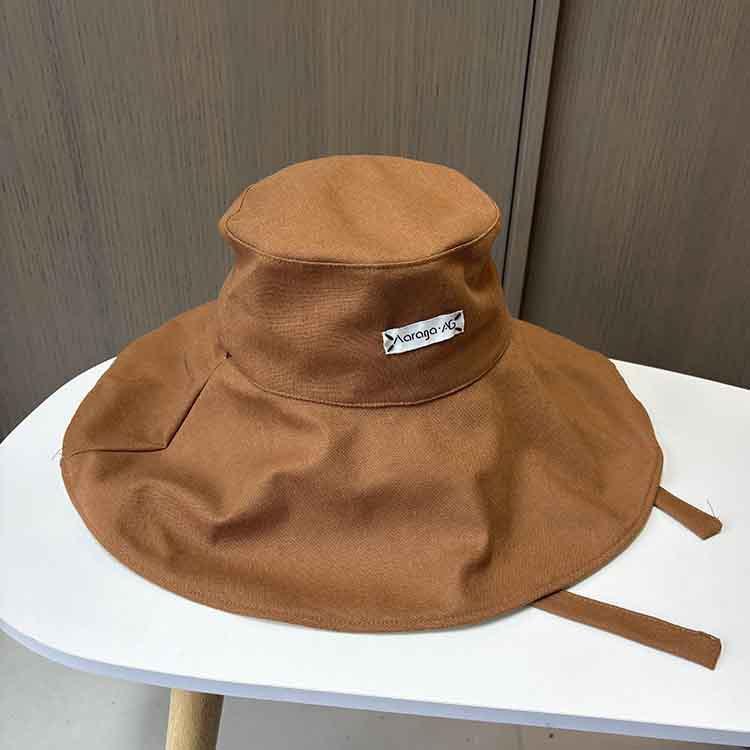 Casual simple oversized brim bucket hat summer outdoor UV protection sun hat cotton and linen face hat