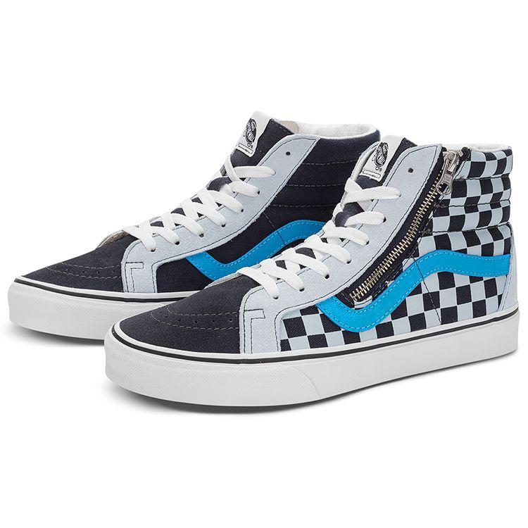 Vans Sk8 Reissue Side Zip Trendy Checkerboard High Top Skate Shoes Unisex Sneakers Black White VN0007NZ9KM