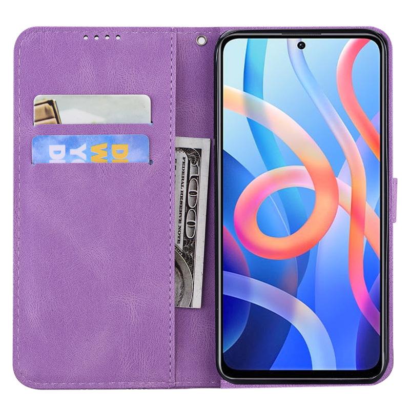 Custodia Portafoglio In Pelle PU Con Albero In Rilievo Per Xiaomi Mi 11T / Mi 11T Pro | Rossa | Supporto E Slot Per Carte
