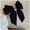 New Black Velvet Bow Hairpin for Women Elegant Fabric Alloy Roses Ponytail Hair Clips Barrette Heawear Hair Accessories