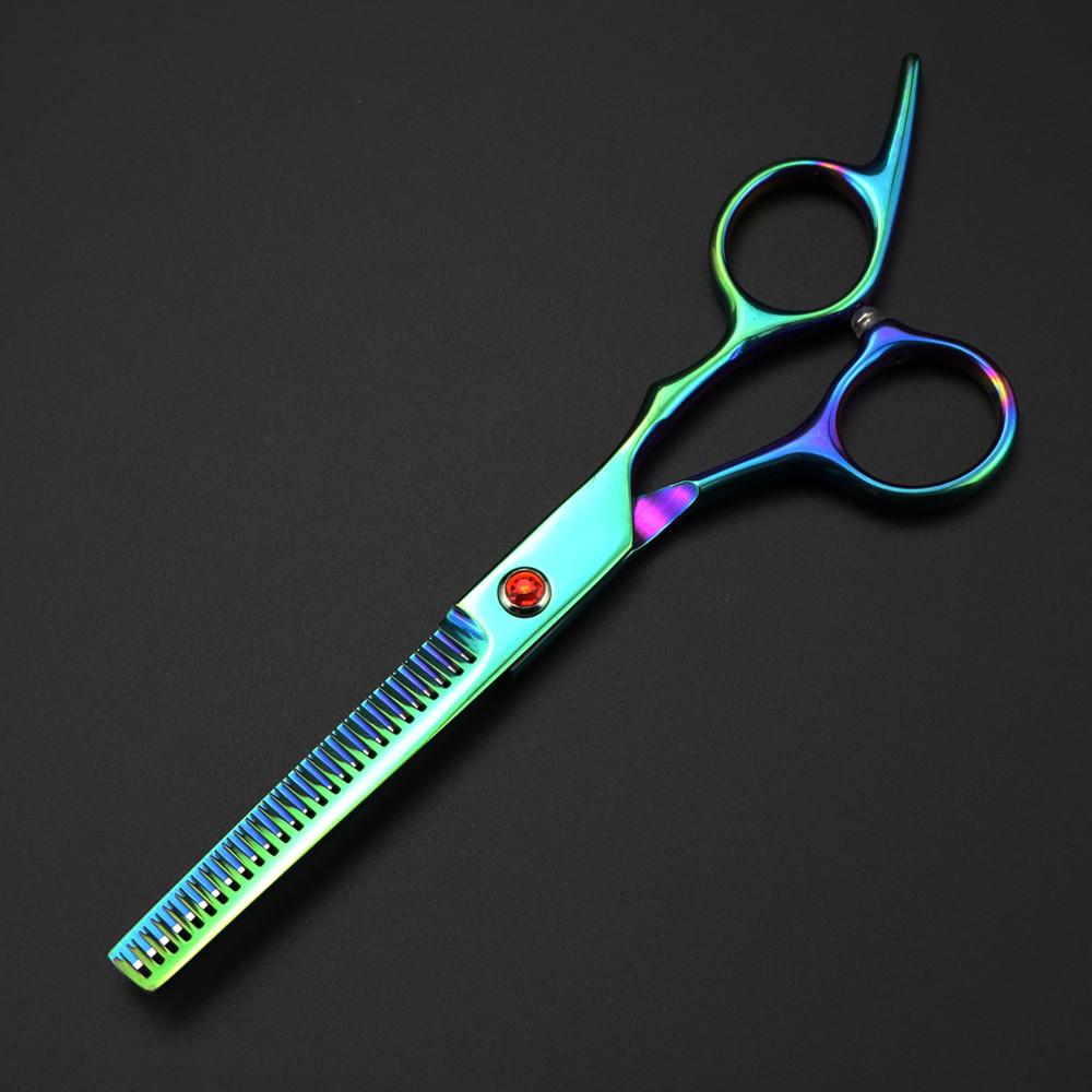 Professional 6 '' Scissor Red Gem Hair Cutting Scissors Haircut Thinning Barber Tools Cut Shears Hairdresser Scissors