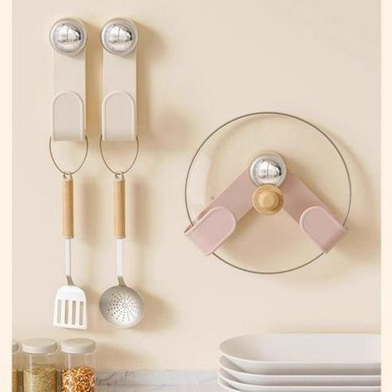 No-Drill Suction Cup Kitchen Organizer: Pot Lid & Chopping Board Rack