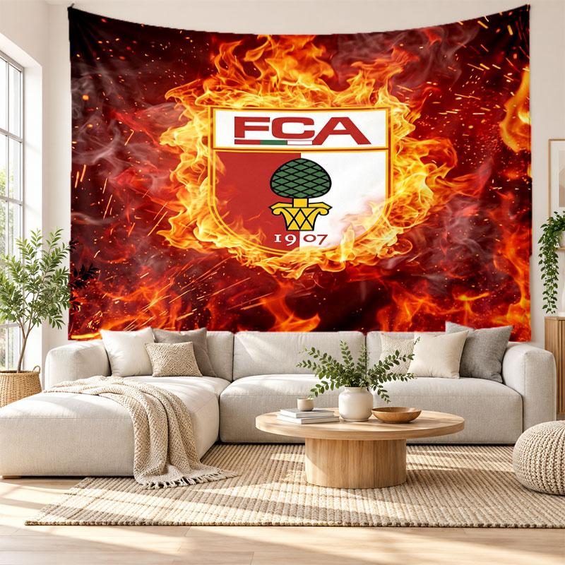 FC Augsburg FC Wall Tapestry, Soft Fabric Wall Hanging, Decorative Backdrop For Bedroom Home Wall Art