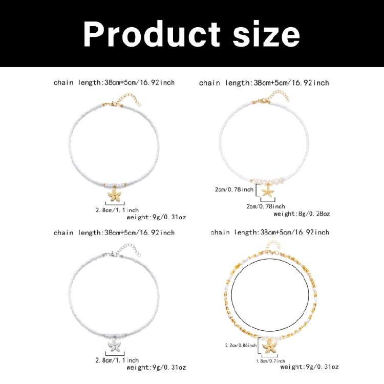 Adjustable Bohemian Starfish Necklace Pearls Bead Designs 4 Styles for Women’s Casual and Evening Outfits