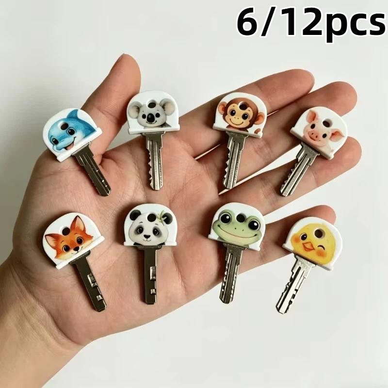 6Pcs/12Pcs Flexible Silicone Anti Slip Key Caps Cover Set Soft Protectors Colorful Key Identifier For Home Car Office Keys