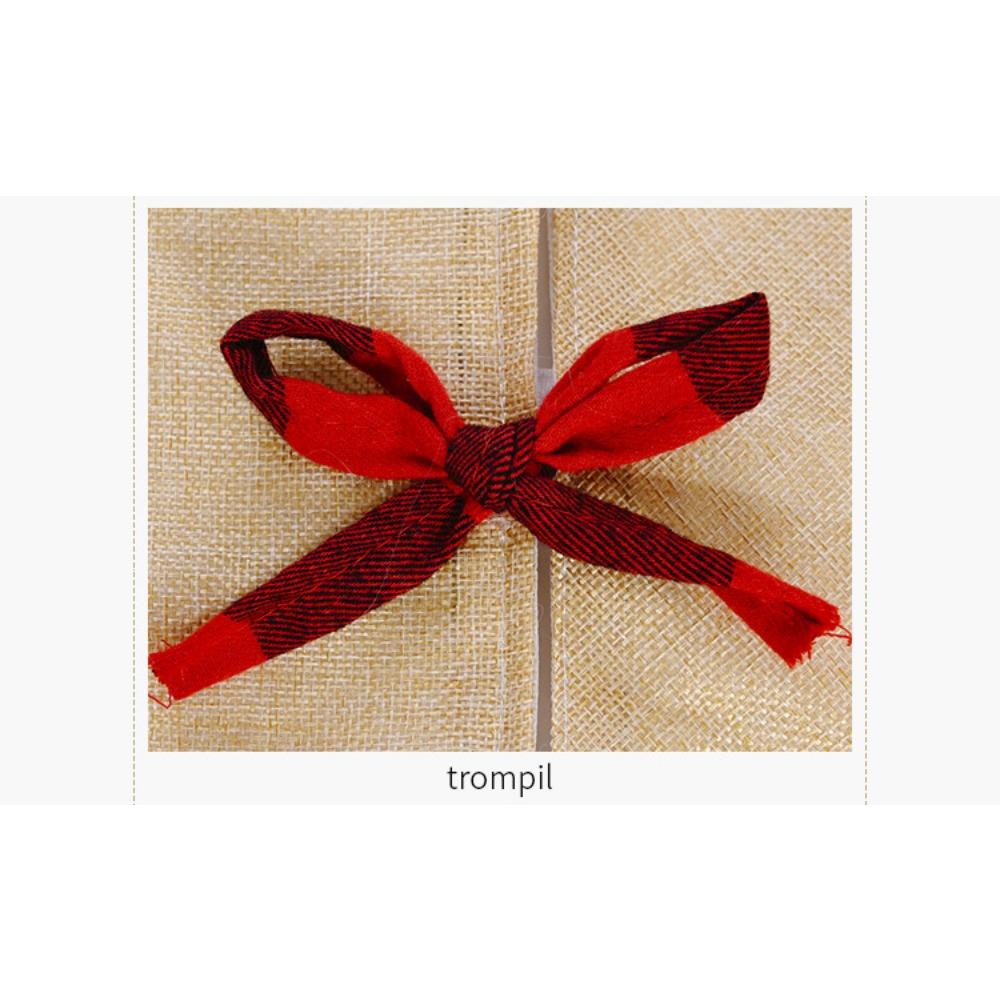 Burlap Fall Tree Skirt with  Buffalo Plaid Ruffle Border Large Christmas Tree Mat 48 Inches for Halloween Fall Christmas Black White Decorations