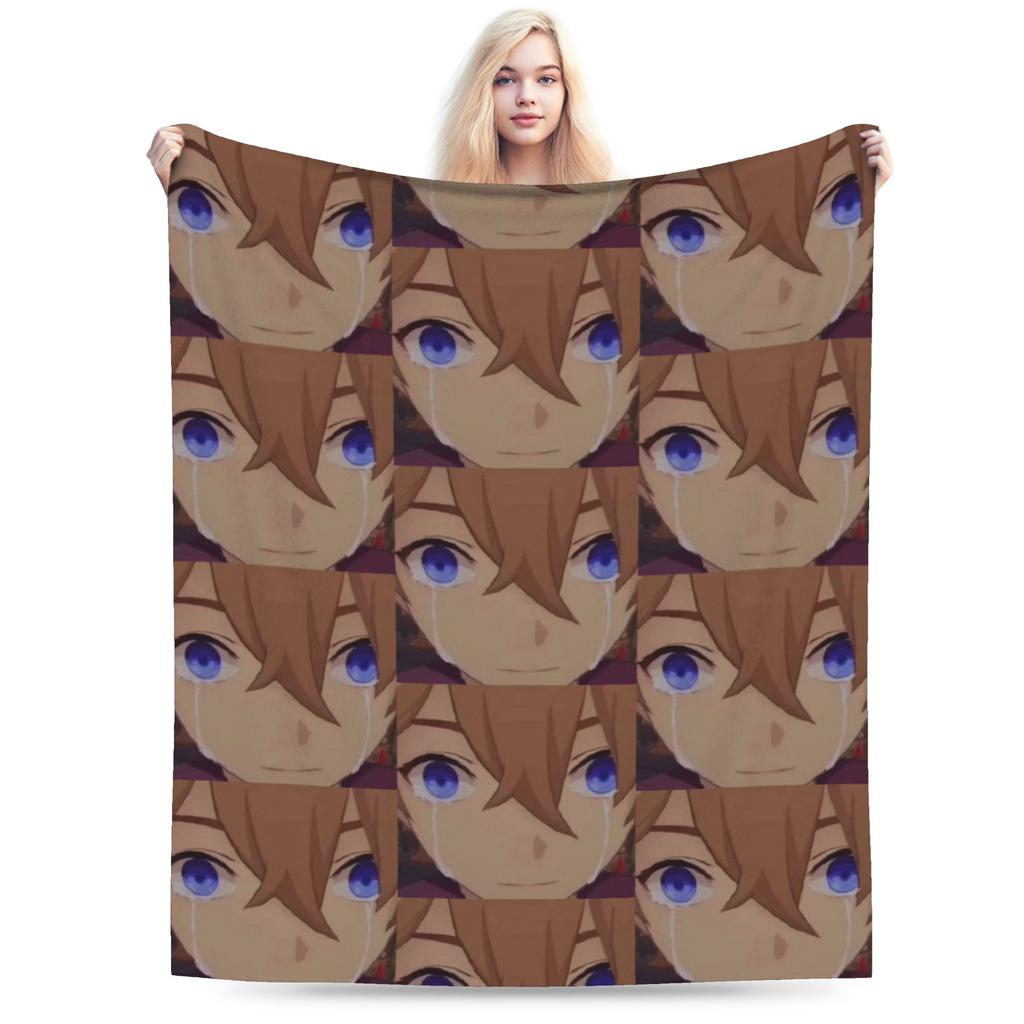 Genshin Impact Venti Blankets Velvet Summer Air Conditioning Barbatos Anime Multi-function Warm Throw Blanket for Bed Car Quilt