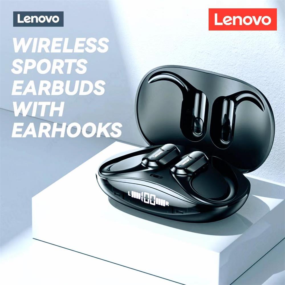 Auricolari originali Lenovo XT80 True Wireless Bluetooth 5.3 con controllo del pulsante del microfono Display di alimentazione Riduzione del rumore Ganci per le orecchie Cuffie impermeabili