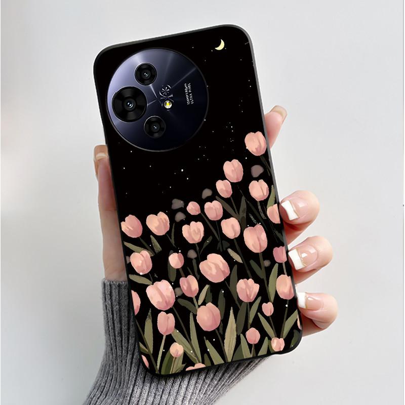 Case For TCL 50 Pro NxtPaper 5G Phone Case Luxury Fashion Butterfly Flower Black Soft TPU Silicone Shockproof Cover Casing Shell