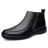 Men's Plus Size High-Top Genuine Leather Boots - Velvet Lined, Slip-On Casual Short Boots for Autumn/Winter
