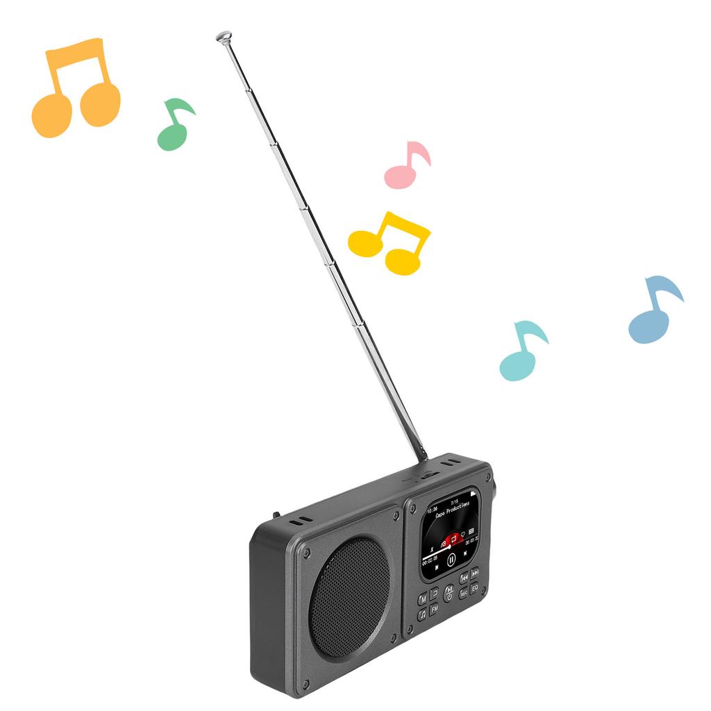 Video Radio AM FM 2.01 Inch Screen MP3 MP4 Player   5.4 Speaker Portable Rechargeable Radio with Earphone  