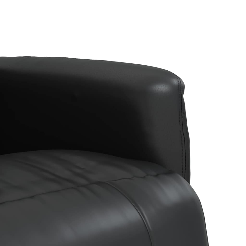 Recliner Chair with Footrest Black Faux Leather