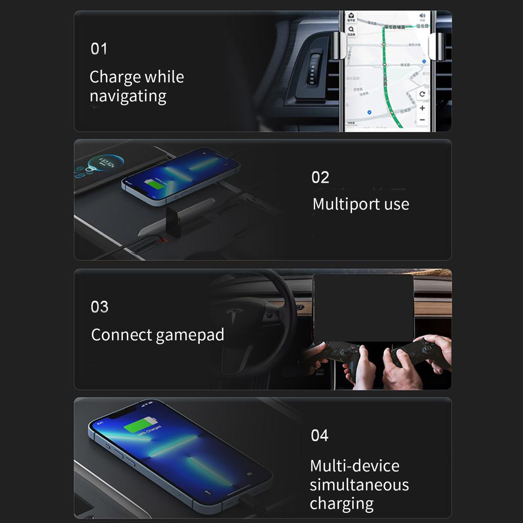 Glovebox USB Hub Compatible For Digital Display Splitter Docking Station Retractable USB Fast Charging Adapter