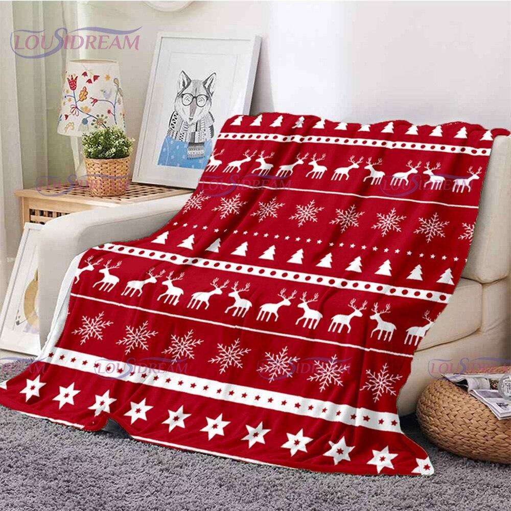 Merry Christmas Santa Claus Blanket Soft Flannel Throw Blanket for Home Bedroom Sofa Travel Office Snowflake Rest Cover Blanket