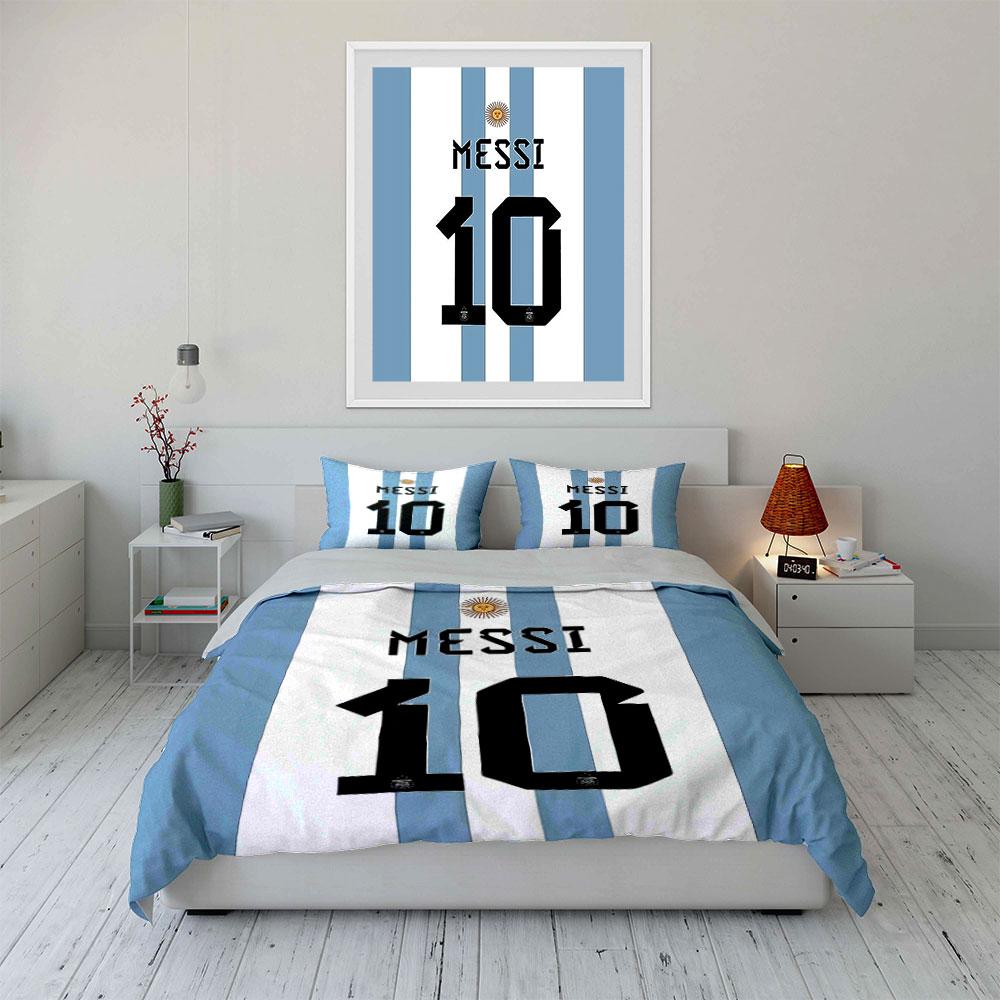 Bianco Blu Strisce Messi Biancheria da Letto Set Copripiumino Federe (1 * Copripiumino 2 * Federe, senza piumino)
