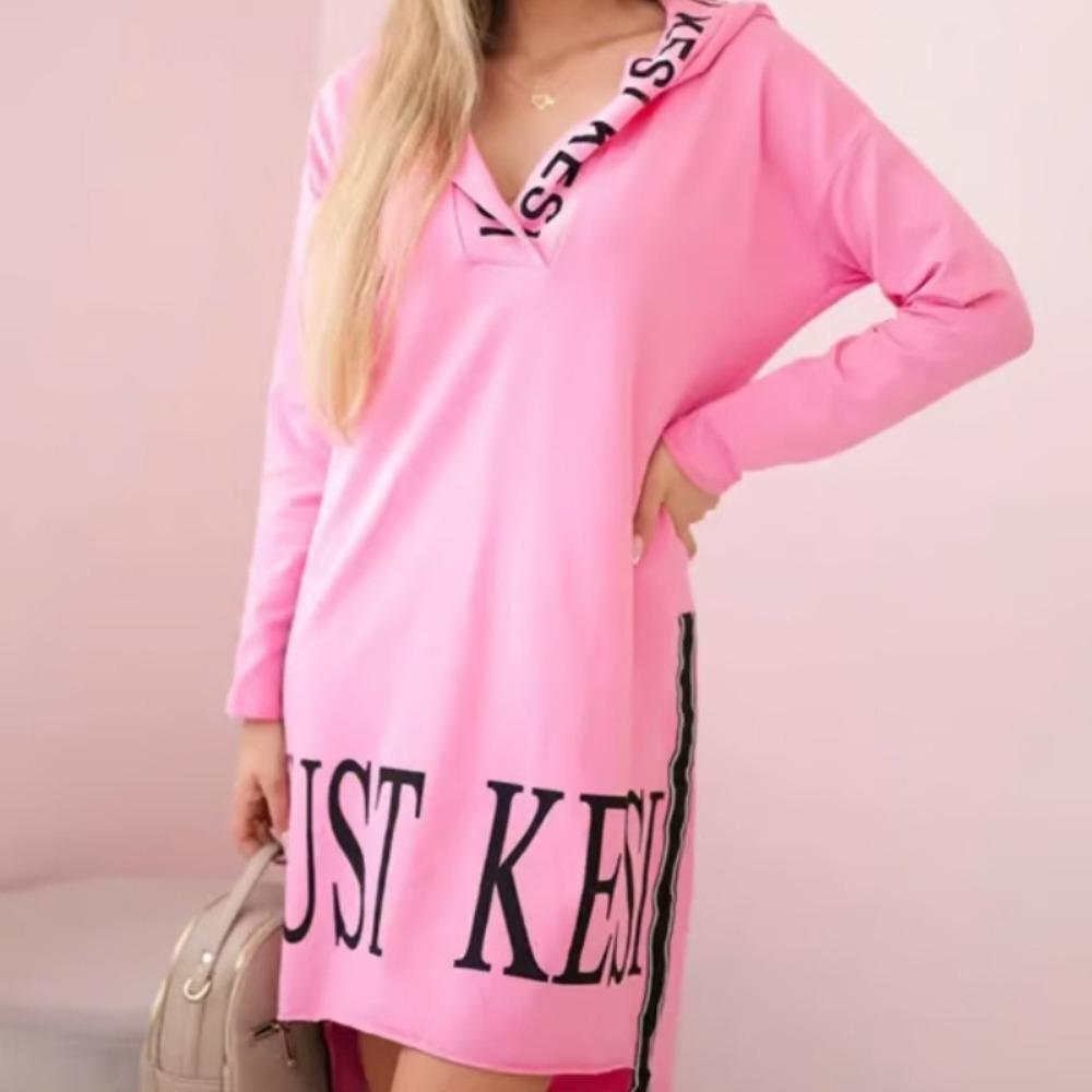Women's Hooded Letter Print Sweatshirt Dress Long Sleeve Casual Mini Dress