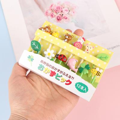 12Pcs Fruit Pick Toothpick Party Decoration Animal Cartoon Food Fruit Forks