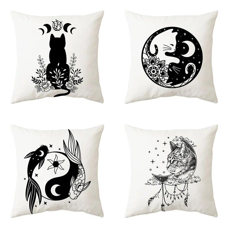 Sofa Chair Bed Living Room Decorative Pillowcase Fashion Cartoon Cute Cat Pillowcase