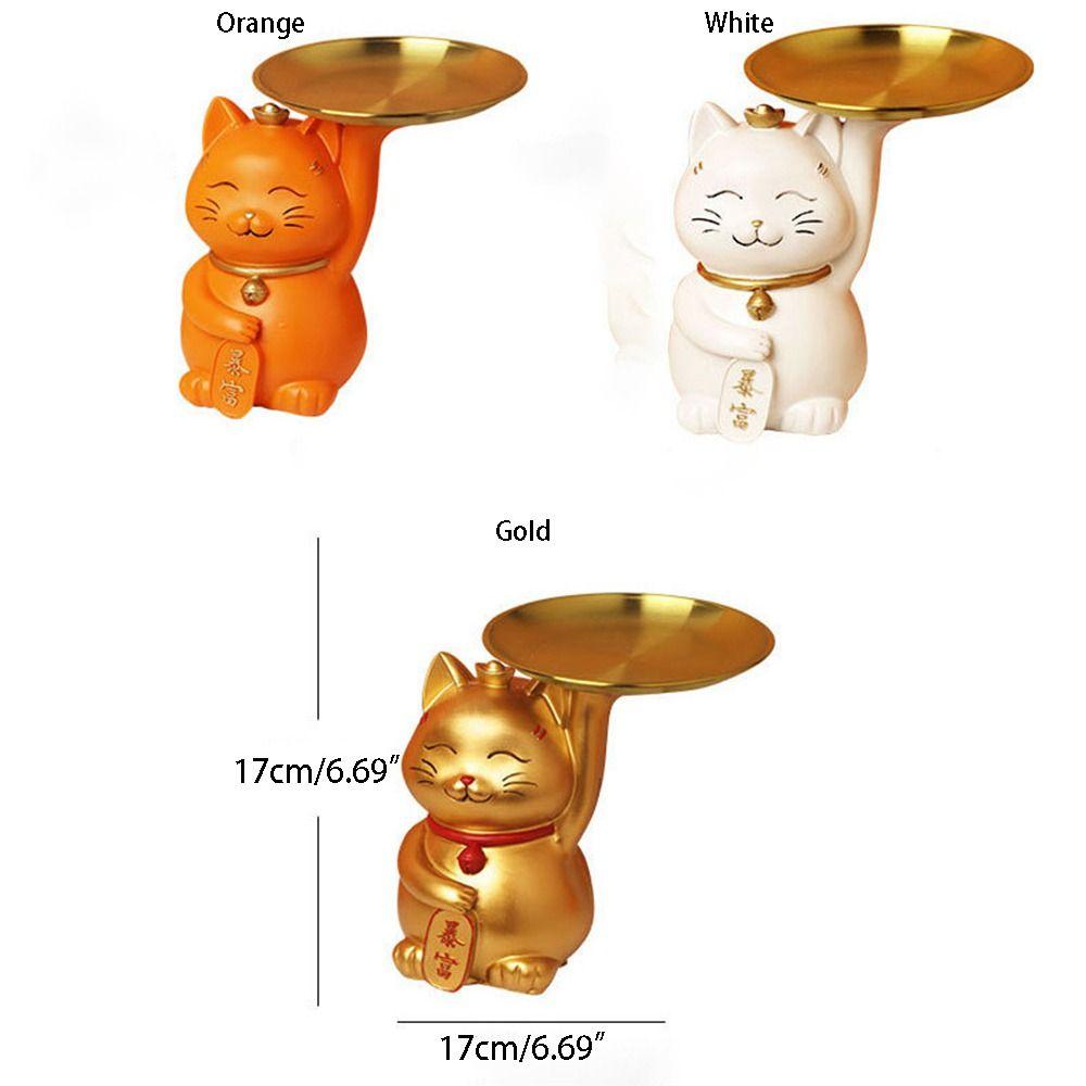 Handicraft Lucky Cat Ornaments Cartoon Resin Storage Rack Multi-purpose Cat Statue Desktop