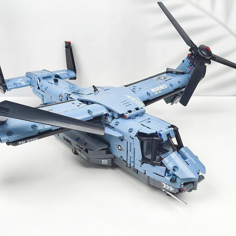 2026NEW MOC 1389PCS V-22 Tiltrotor Aircraft Helicopter Building Block Military Airplane model Bricks Toy home Decor.